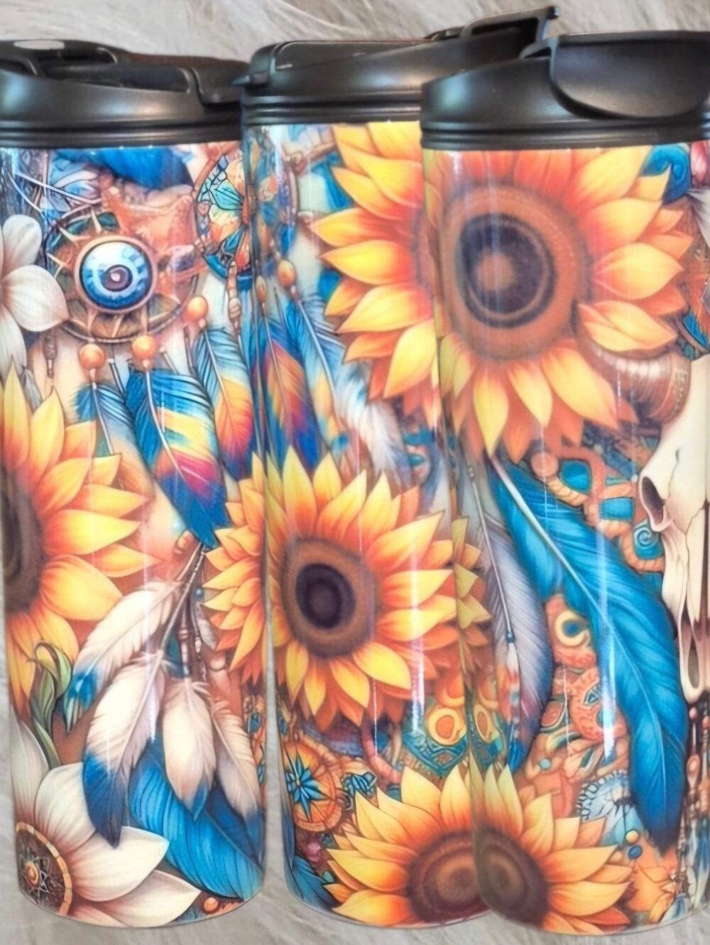 Sunflower & Feather 20oz Waterbottle